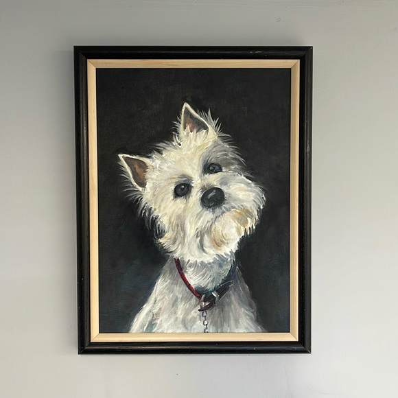 Framed Portrait Painting of White Terrier Dog, 12x16 - Picture 5 of 5